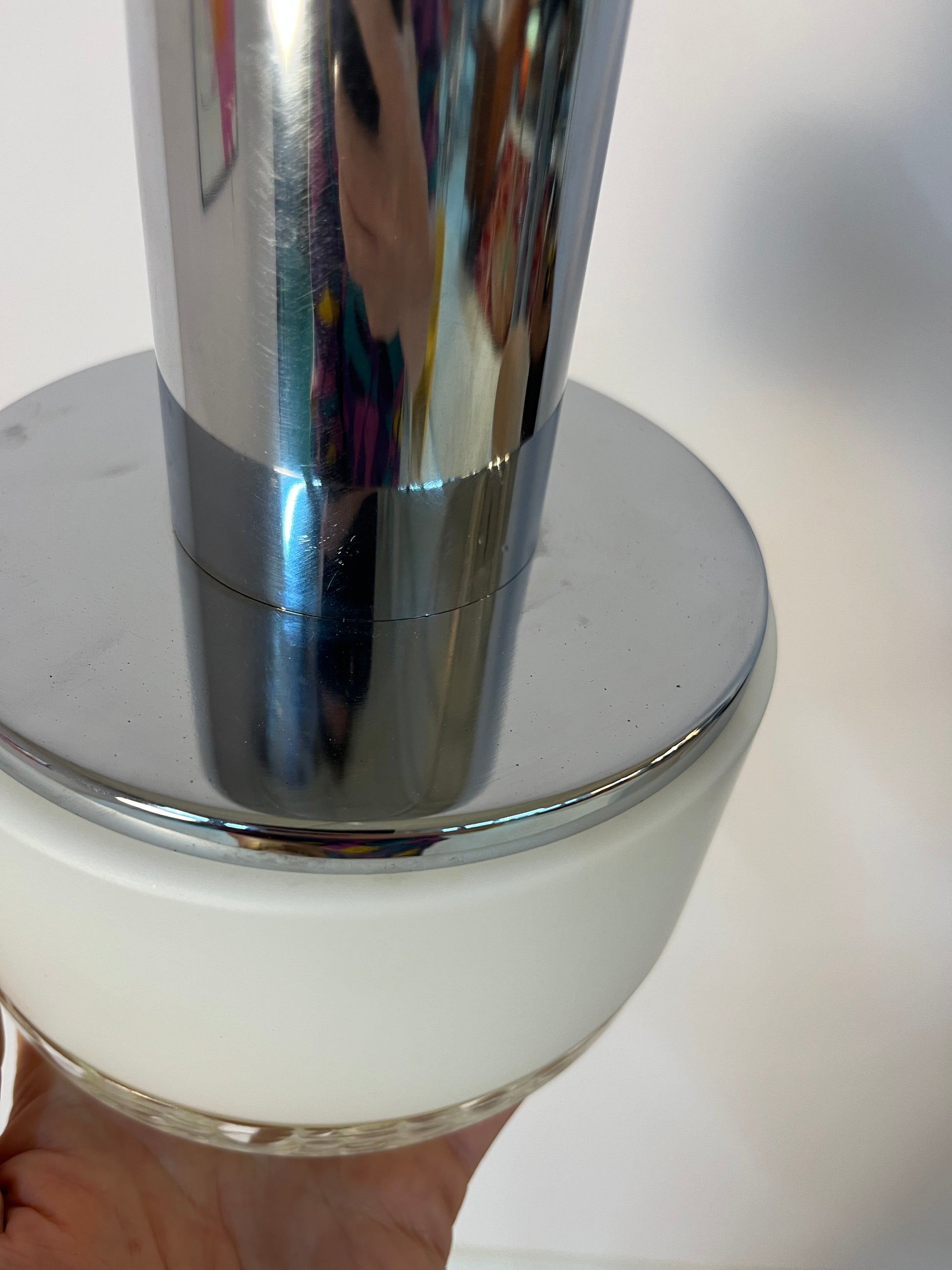 Hängelampe weiß Glas Chrom aus den Niederlanden