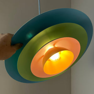Lamellenlampe neu lackiert hellblau mint peach aus Dänemark lackiert