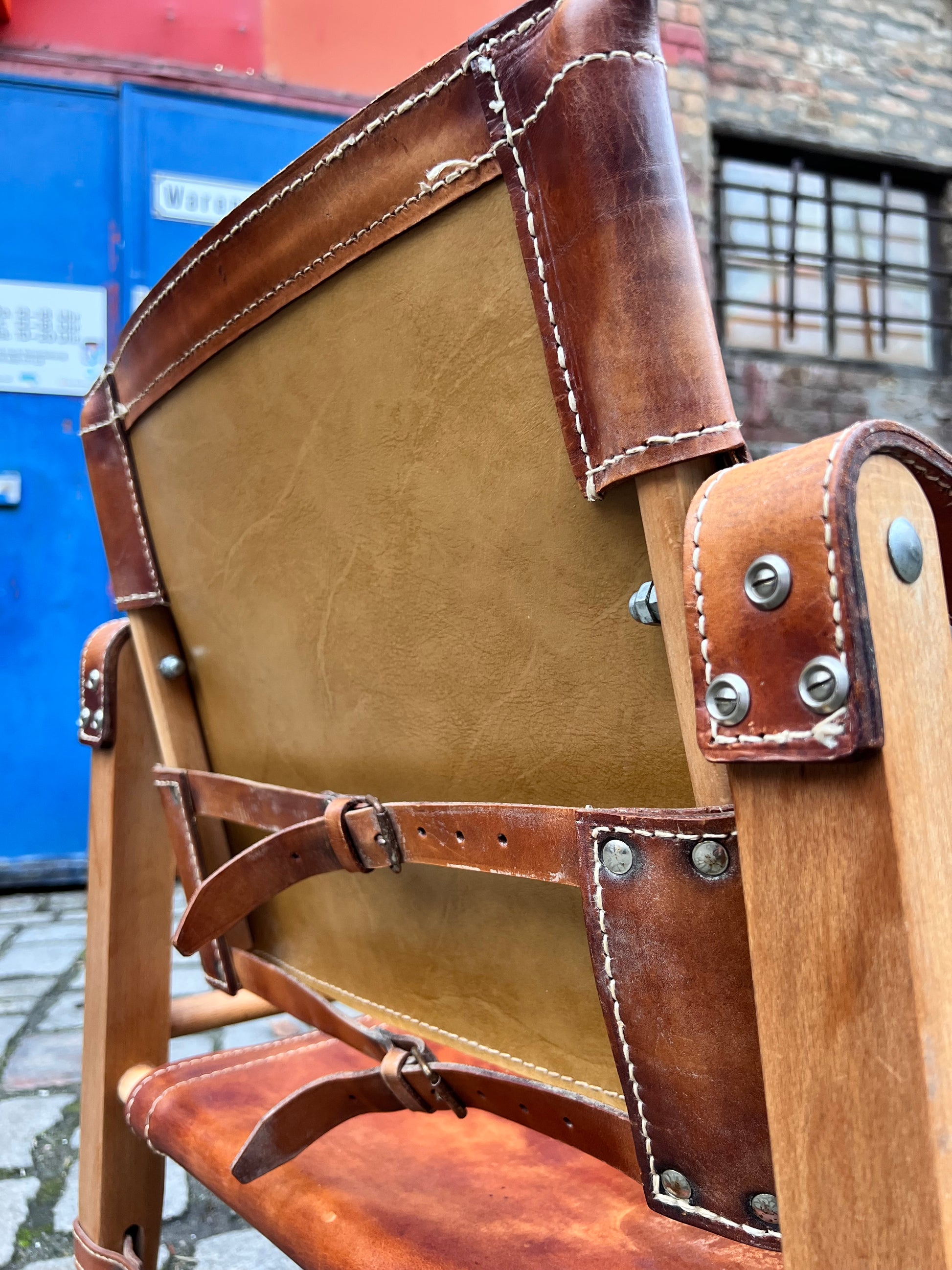 Safari-Sessel mit cognacfarbenem Lederbezug von Aage Bruun & Søn