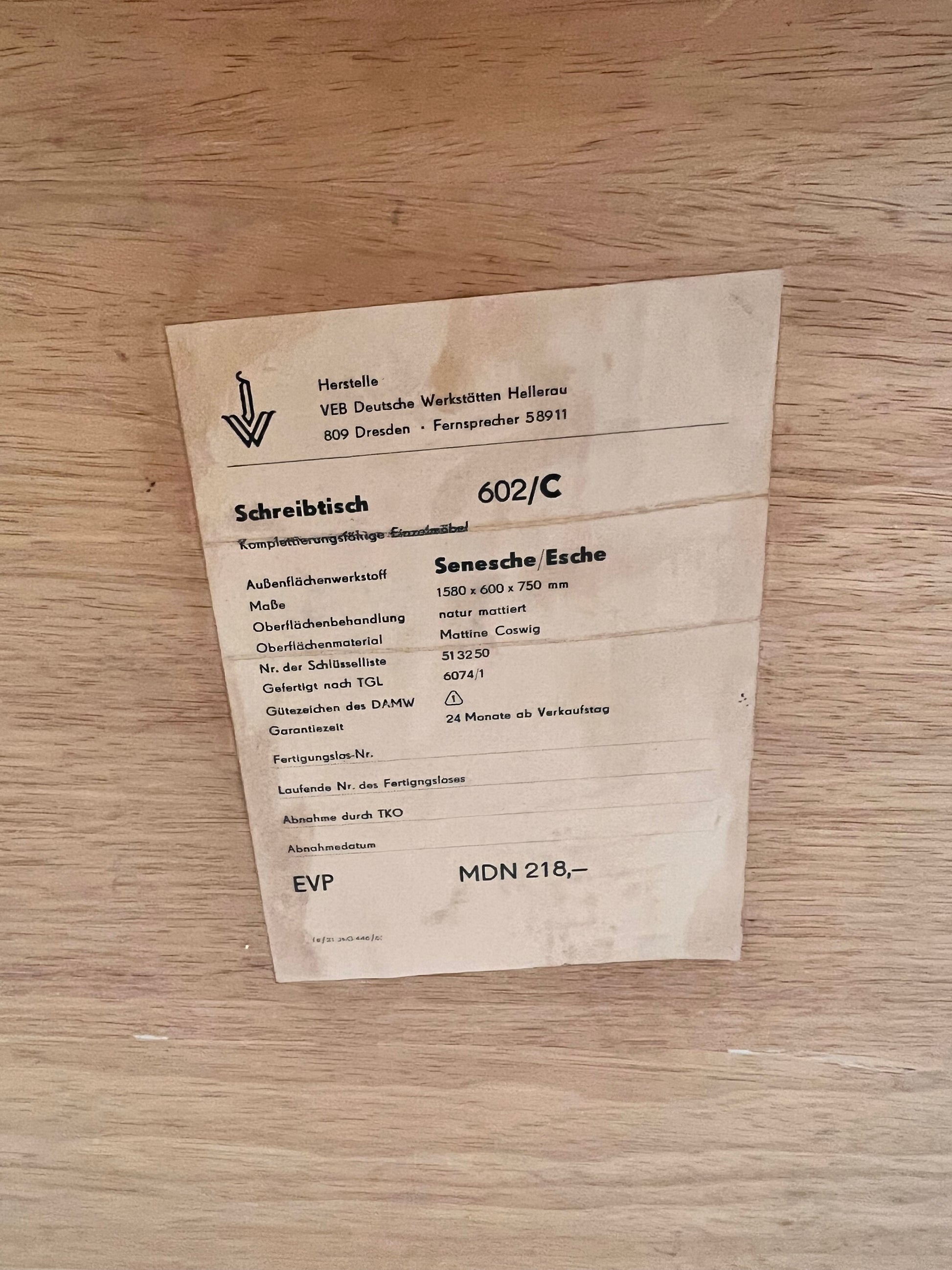 Schreibtisch Typ 602/C von Franz Ehrlich für Hellerau