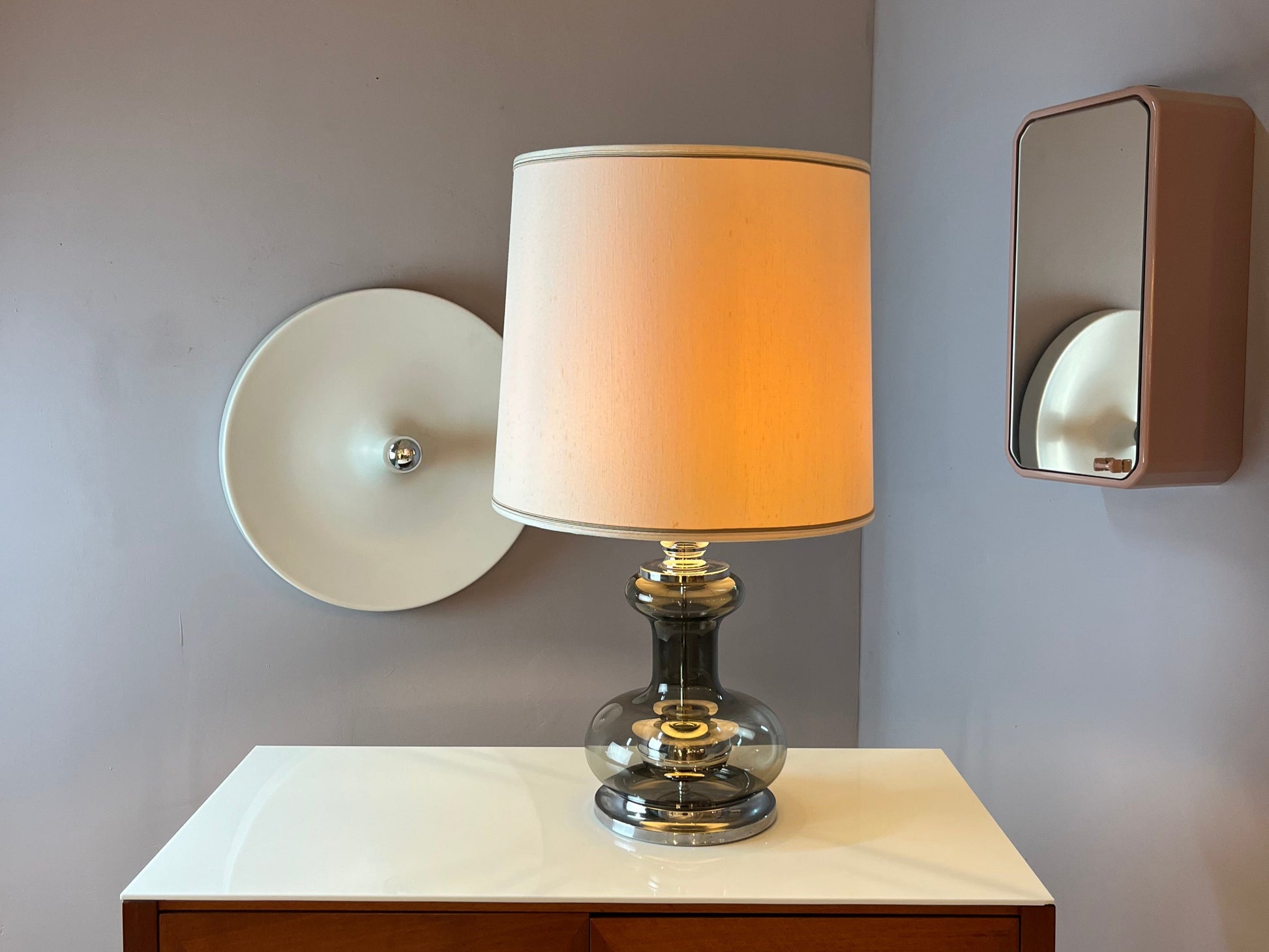Tischlampe Rauchglas