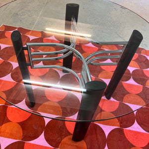 Runder Esstisch Glas & Chrom aus Italien