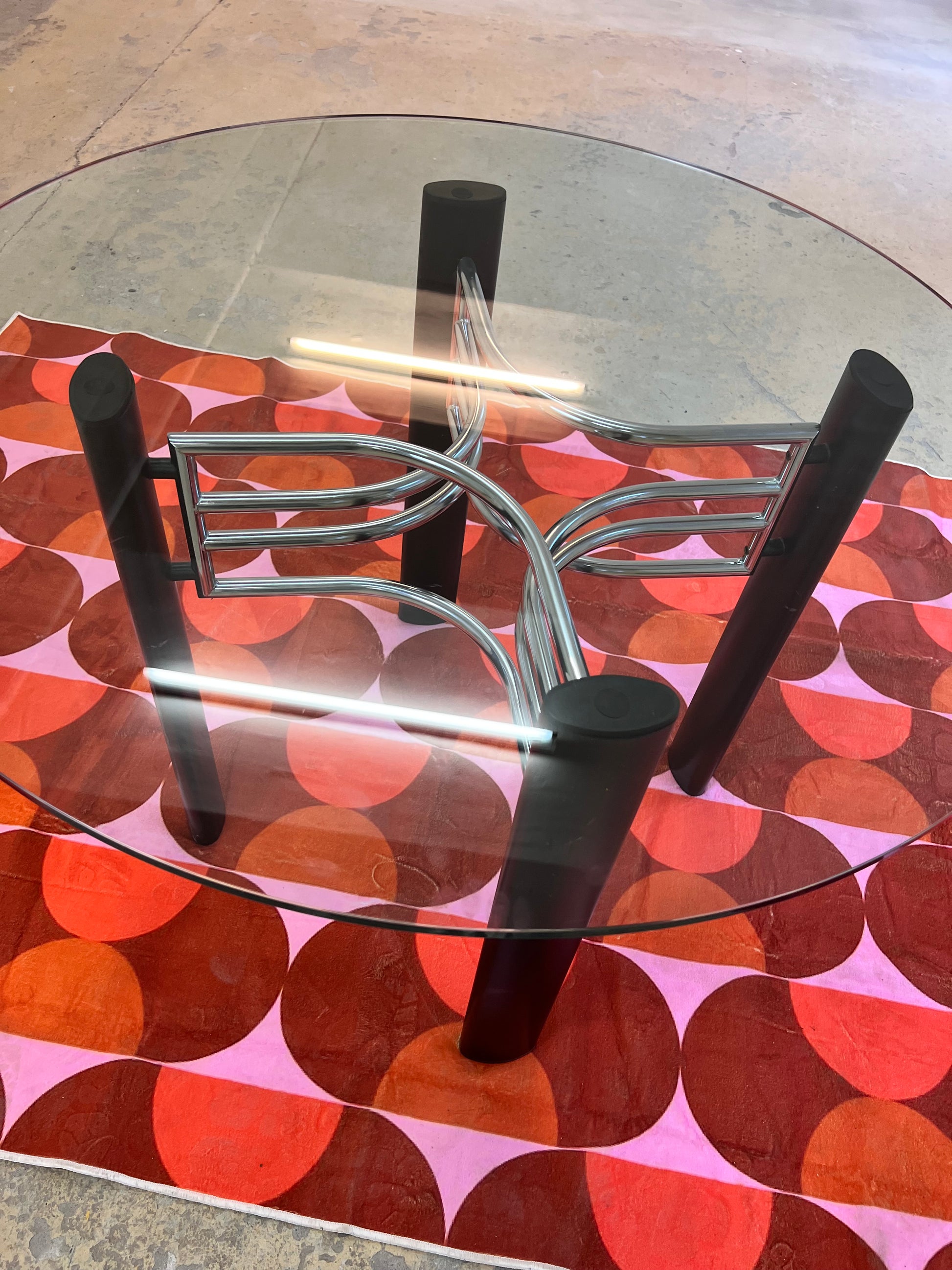 Runder Esstisch Glas & Chrom aus Italien
