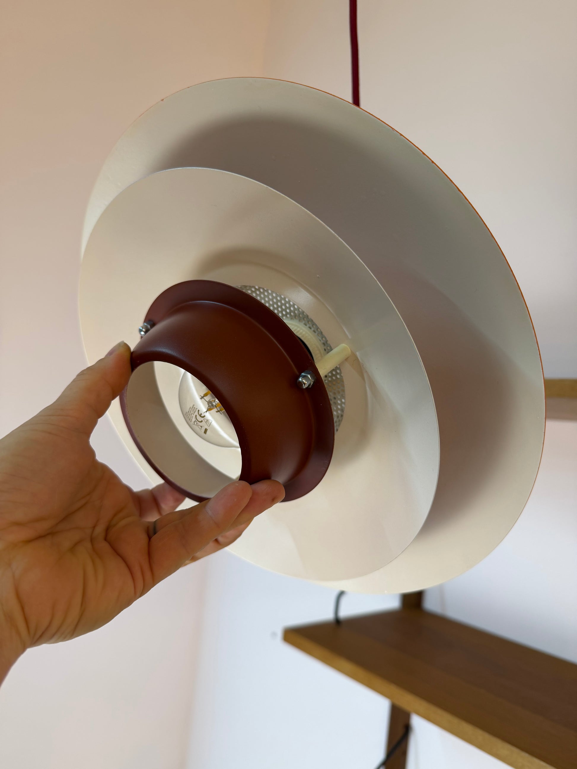 Lamellenlampe neu lackiert orange lila aus Dänemark