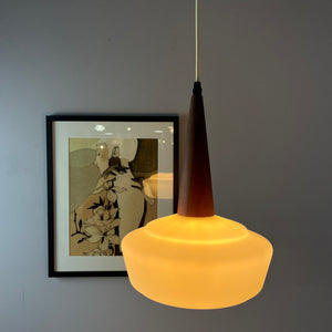 Hängelampe Opalglas Teak
