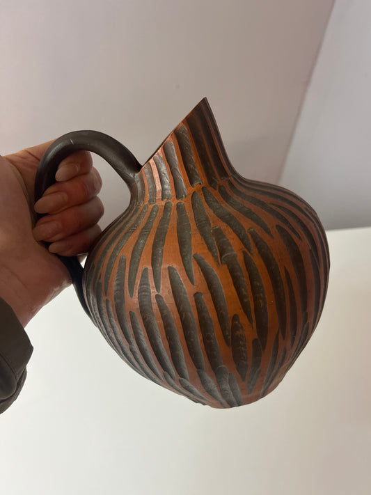 Vase Model Rhodos in Ritzdekor Handarbeit von Eiwa Keramik