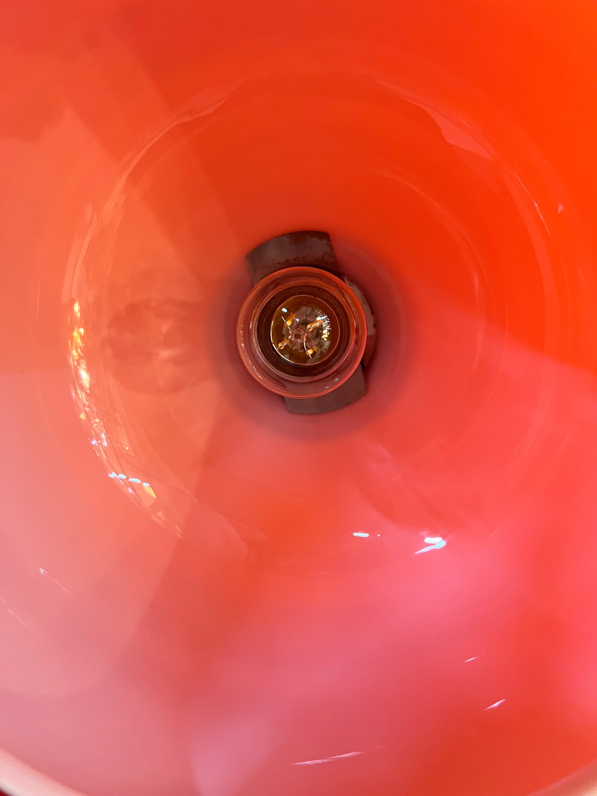 Hängelampe orange Glas Chrom von Glashütte Limburg