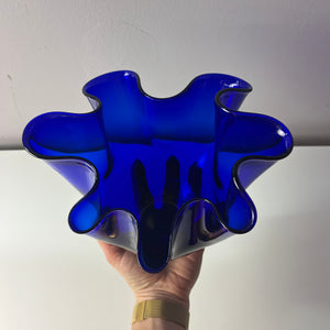 Vase Fazoletto blau Glas