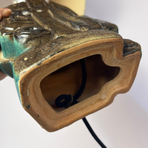 Tischlampe türkis beige Keramik von Bernard Rooke