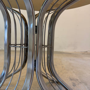 Runder Esstisch Chrom Rauchglas von Gastone Rinaldi für Rima