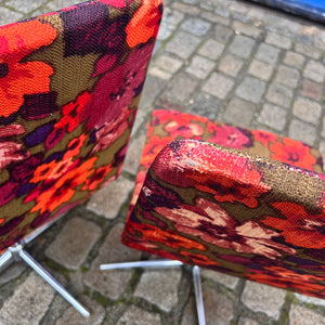 Set: 2x Drehstuhl rot floral von EKA Wohnmöbel