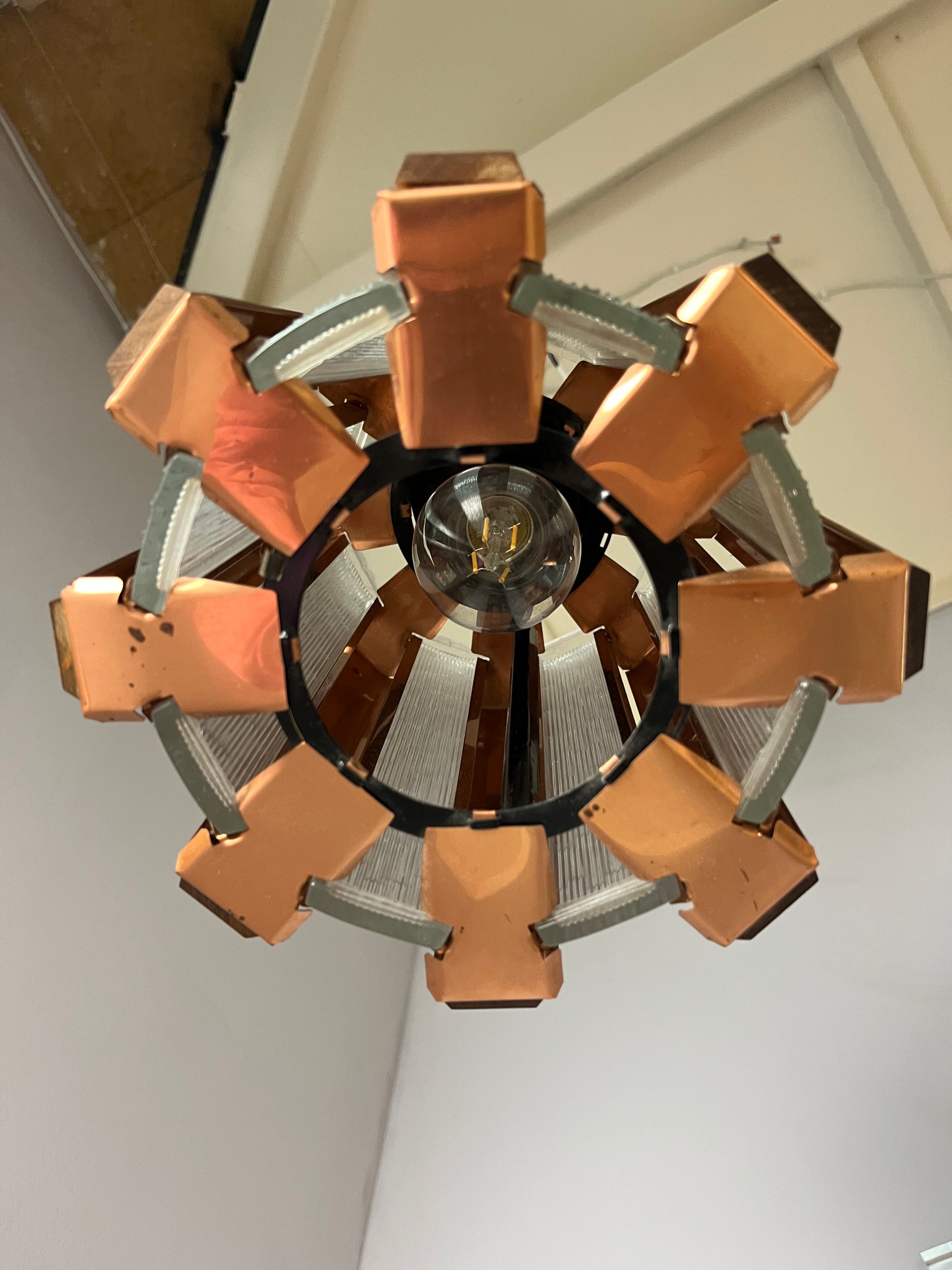 Hängelampe Teak Kupfer von Werner Schou für Coronell Elektro