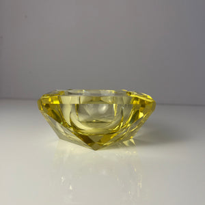 Aschenbecher gelb Kristallglas
