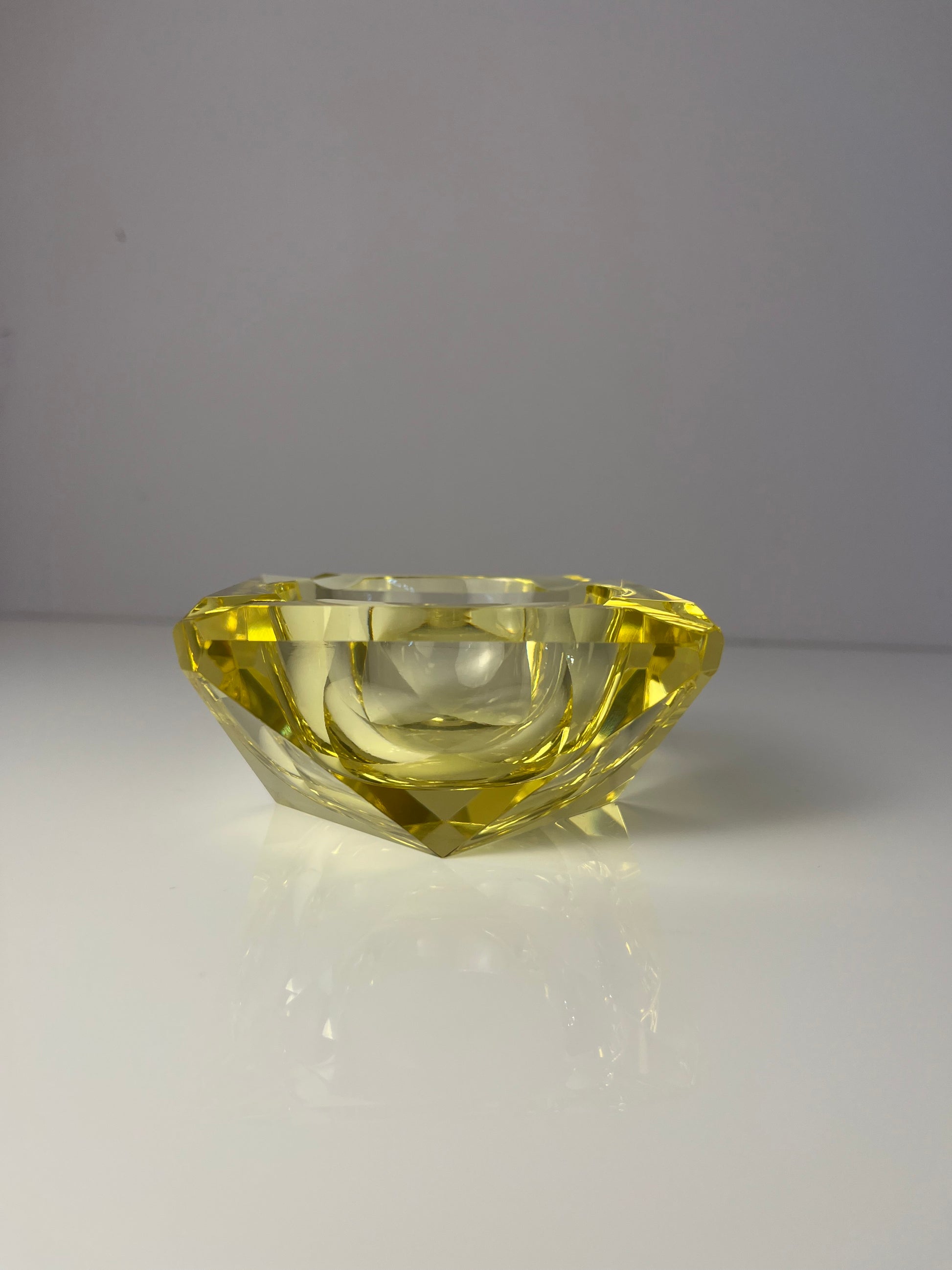 Aschenbecher gelb Kristallglas