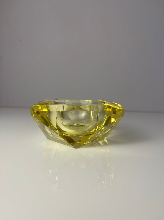 Aschenbecher gelb Kristallglas