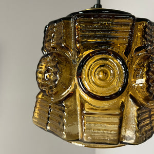 Hängelampe braun Glas Messing von Vitrika