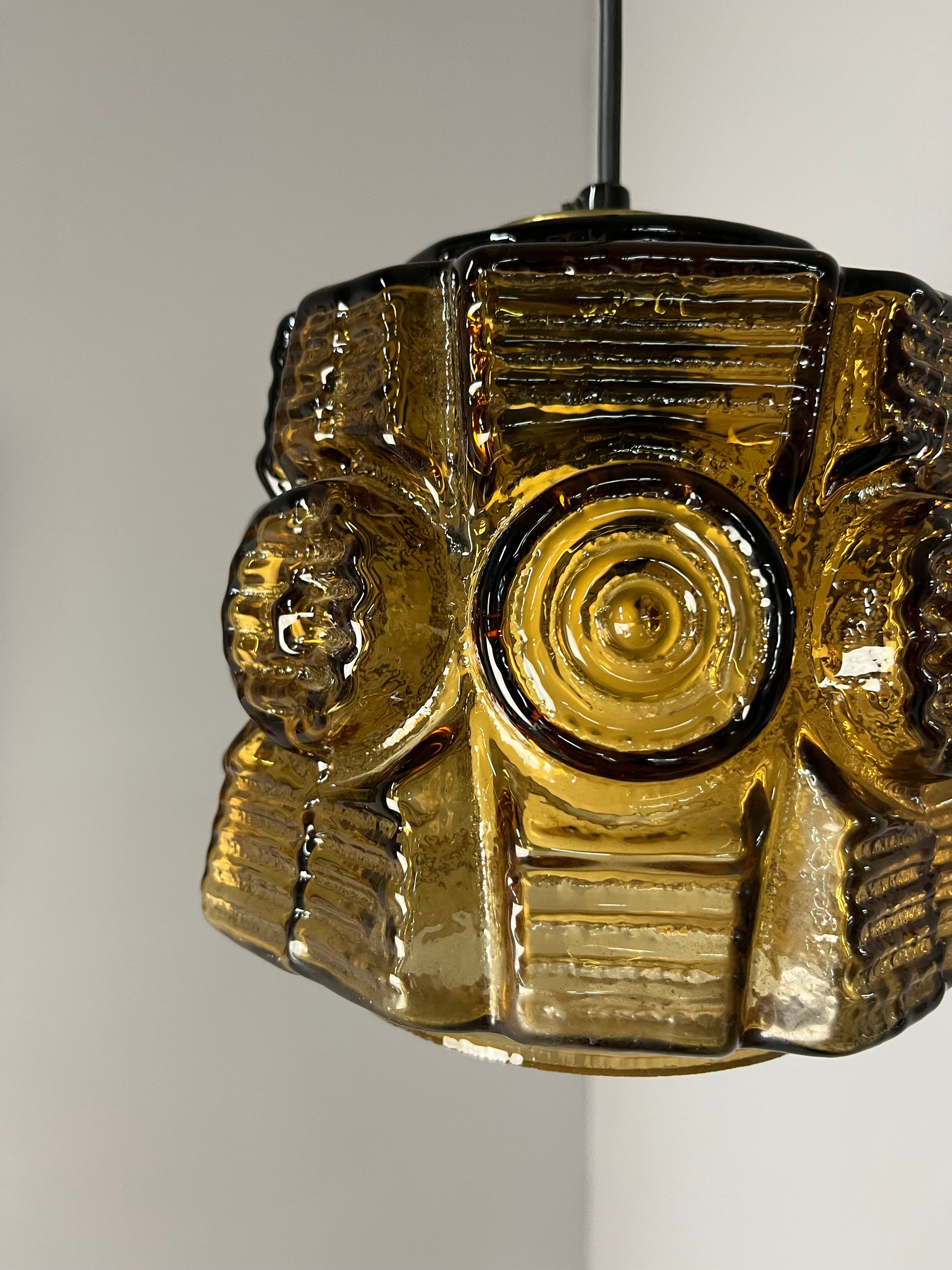 Hängelampe braun Glas Messing von Vitrika