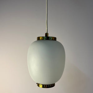 Hängelampe Kina Opalglas Messing von Bent Karlby für Lyfa