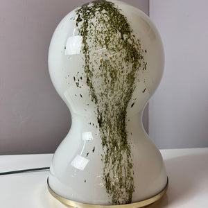 Tischlampe grün weiß Glas von Doria