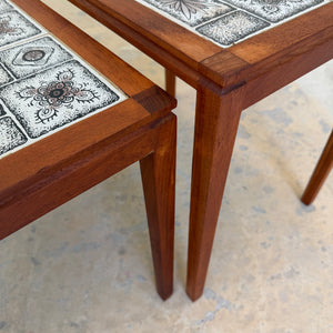 Set: 3 Satztische Teak & Fliesen aus Dänemark