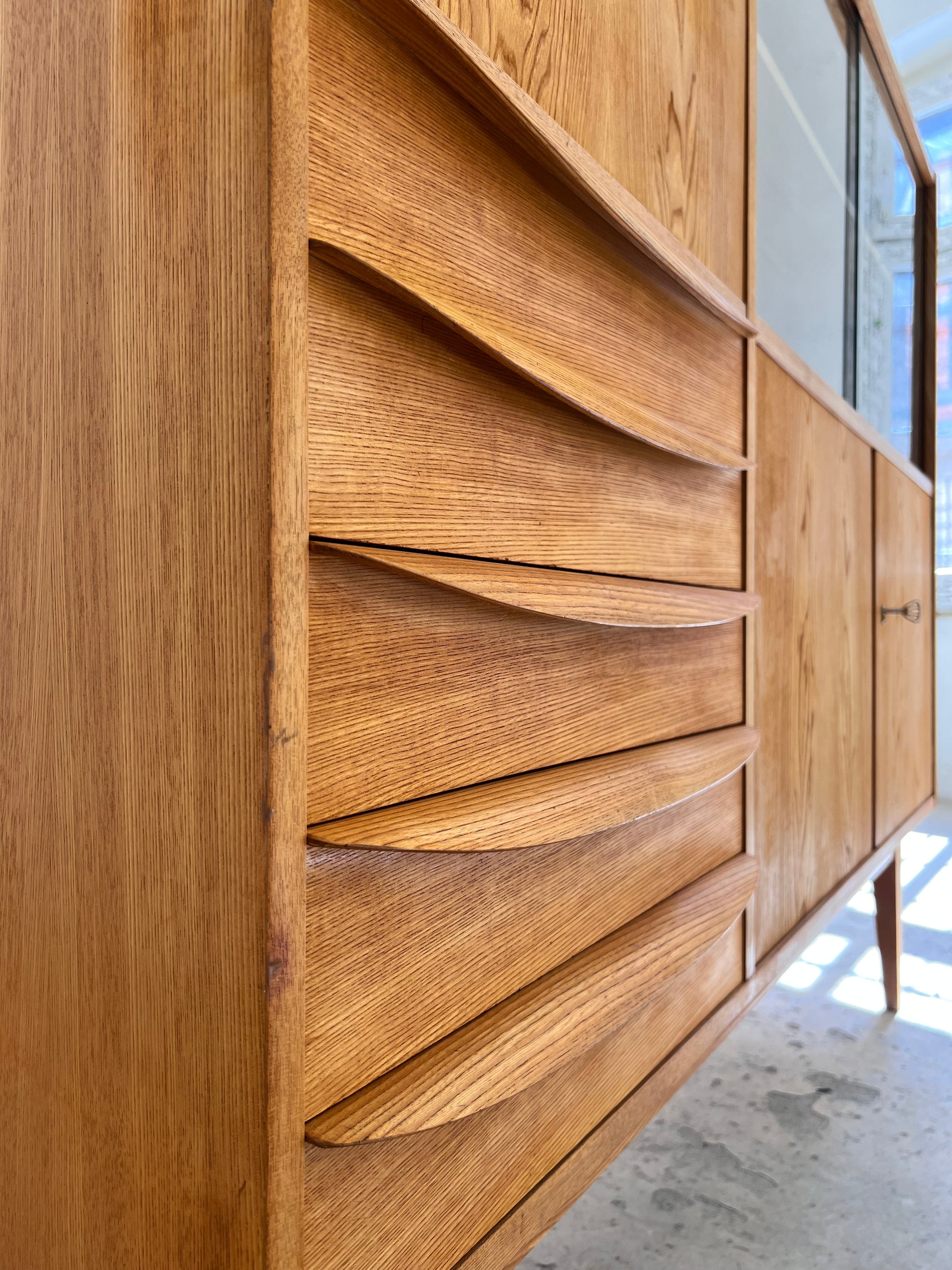 Highboard / Wohnzimmerschrank Typ 602/G Esche von Hellerau aus 1959