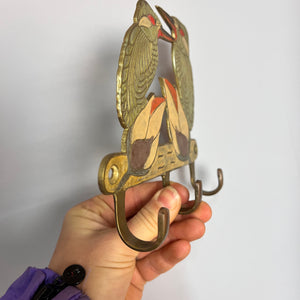 Handbemalte Messing Garderobe Eisvögel 50er Jahre