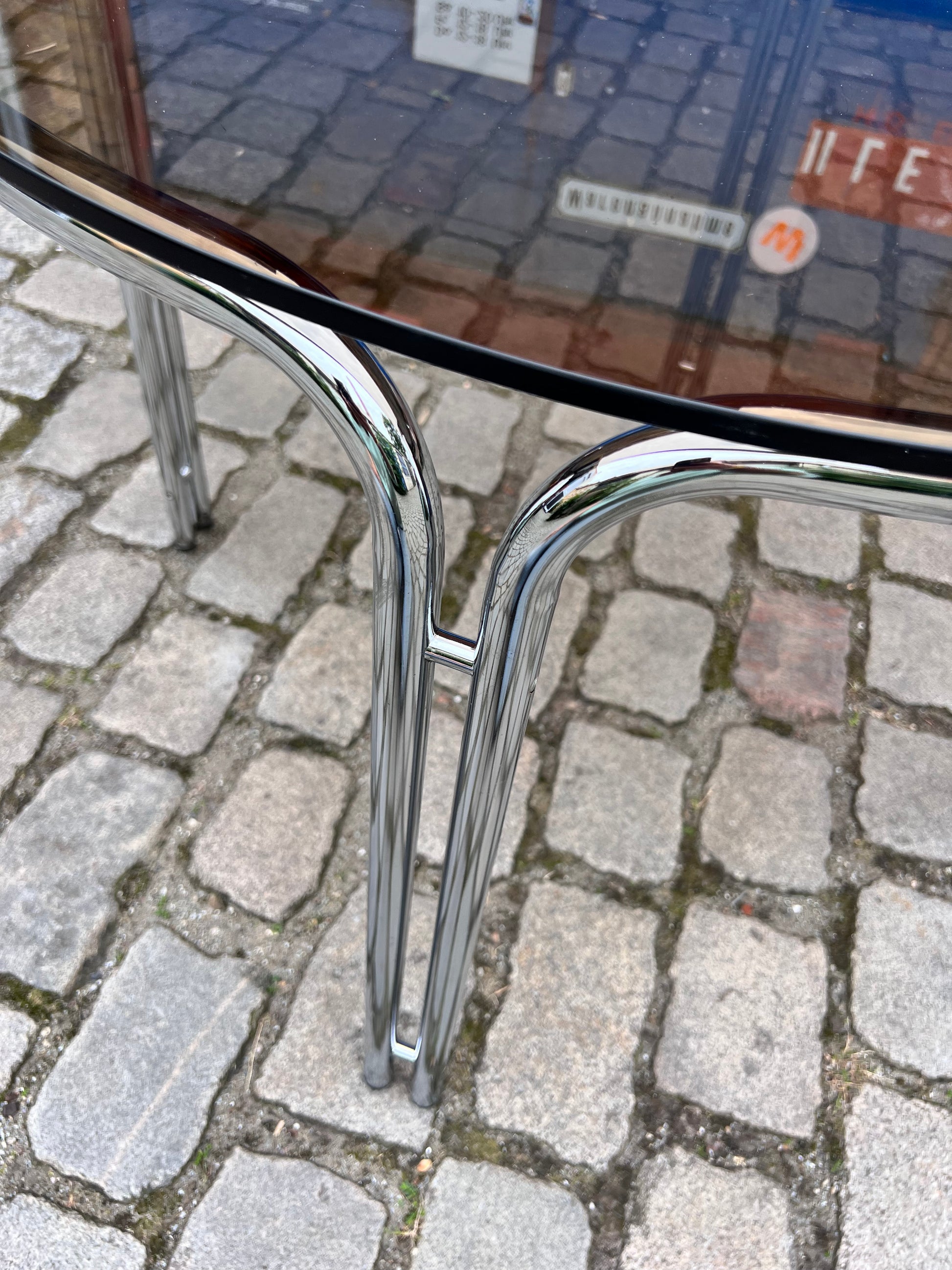 Runder Esstisch Rauchglas Chrom Ø 99,5 cm