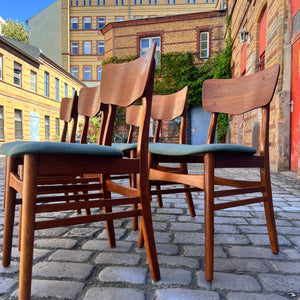 Set: 6x Esszimmerstuhl grau Teak neu gepolstert