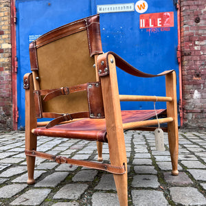 Safari-Sessel mit cognacfarbenem Lederbezug von Aage Bruun & Søn