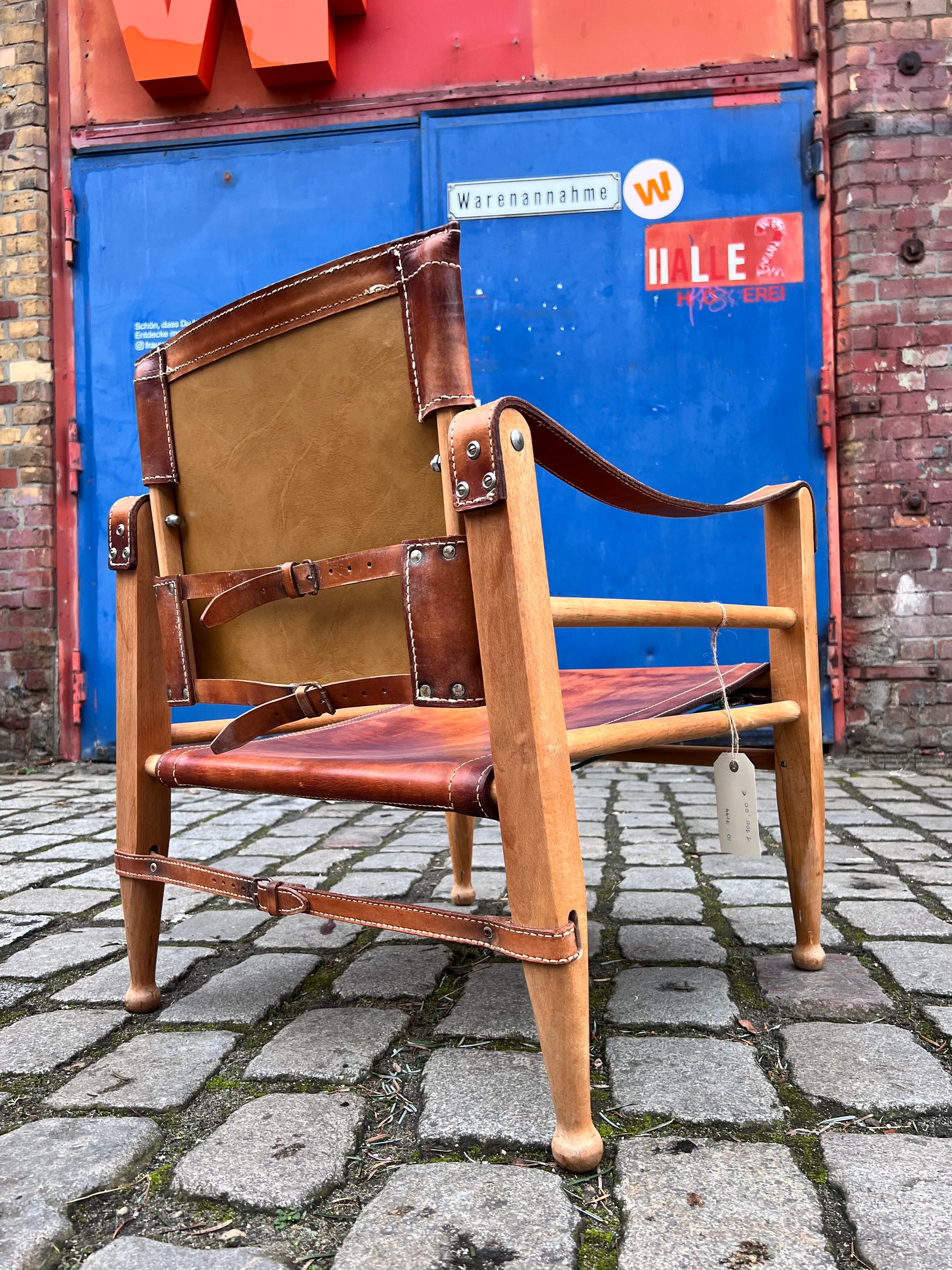 Safari-Sessel mit cognacfarbenem Lederbezug von Aage Bruun & Søn