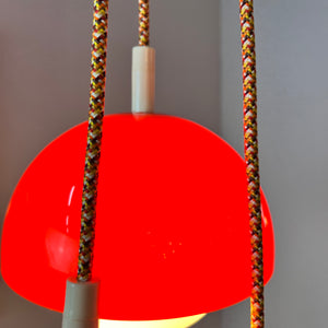 Hängelampe rot weiß Opalglas Kunststoff