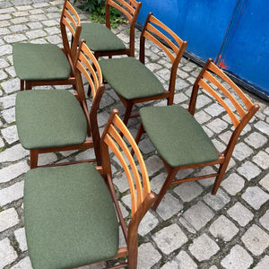 Set: 6x Esszimmerstuhl grün Teak neu gepolstert