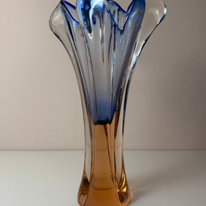 Vase hellblau Glas von Josef Hospodka für Chřibská Sklárna