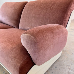 Modularer Schalensessel rosa Samt & Kunststoff