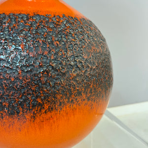 Tischlampe Fat Lava mit Naturseidenschirm orange braun Keramik von JASBA