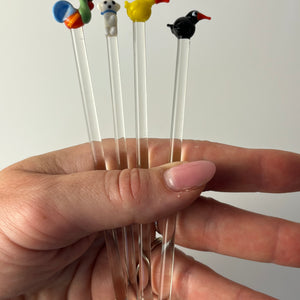 Set: 4x Rührstab mit Tierfigur von Farbglashütte Lauscha