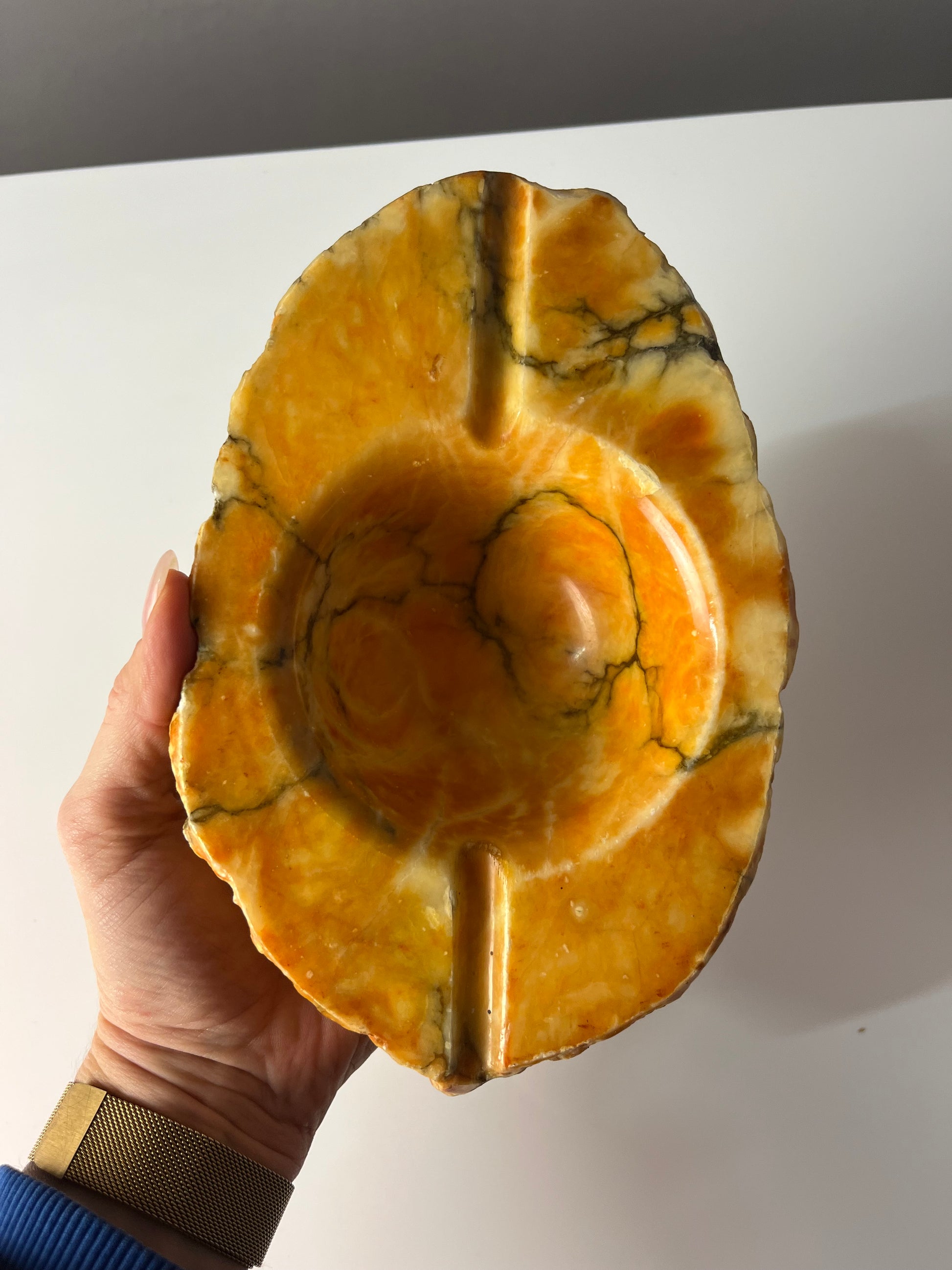 Aschenbecher gelb Alabaster aus Italien