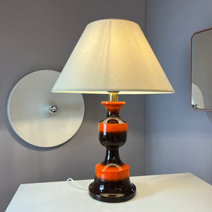 Tischlampe orange braun Keramik aus Westdeutschland