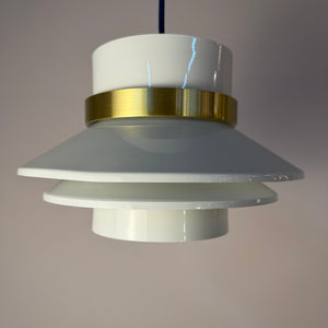 Lamellenlampe Hochglanz weiß Messing aus Dänemark