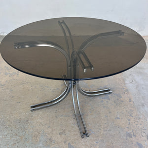 Runder Esstisch Rauchglas & Chrom