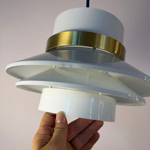 Lamellenlampe Hochglanz weiß Messing aus Dänemark