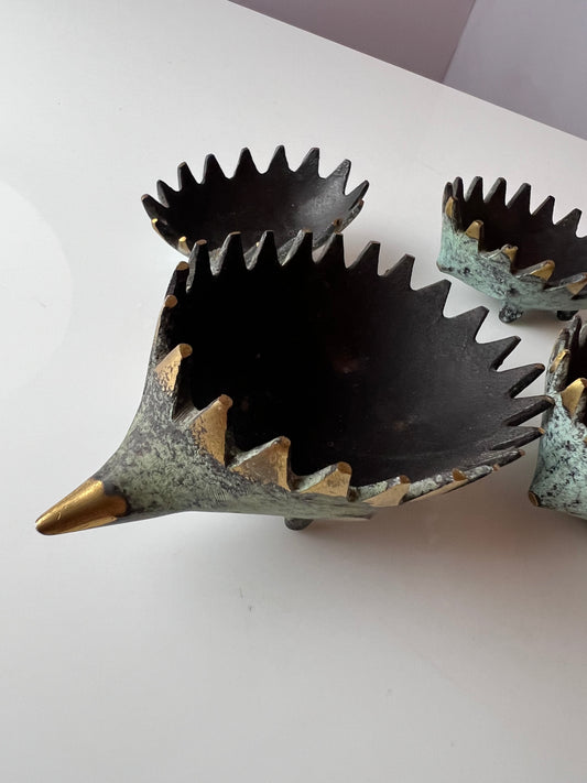 Aschenbecher Igel Messing von Walter Bosse