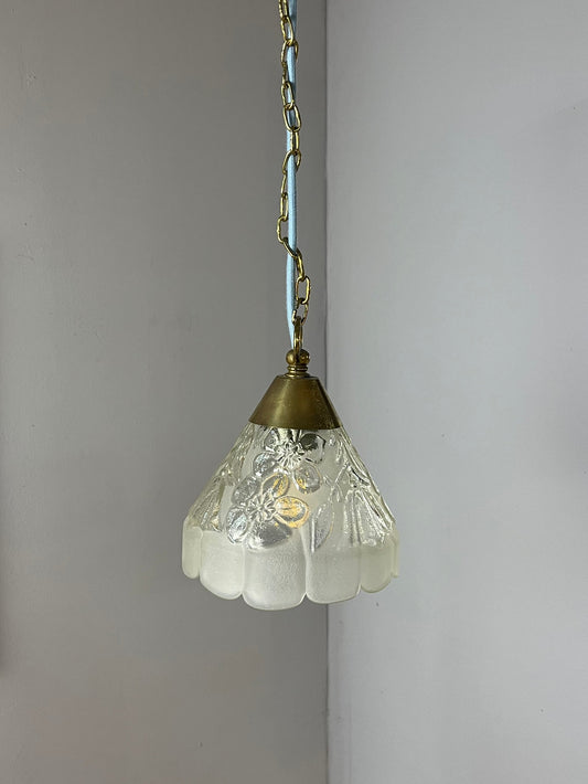 Hängelampe Glas Messing mit Kette aus Dänemark