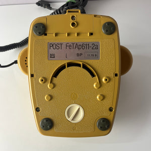 Telefon FeTap 611-2a gelb mit Wählscheibe und Kabel