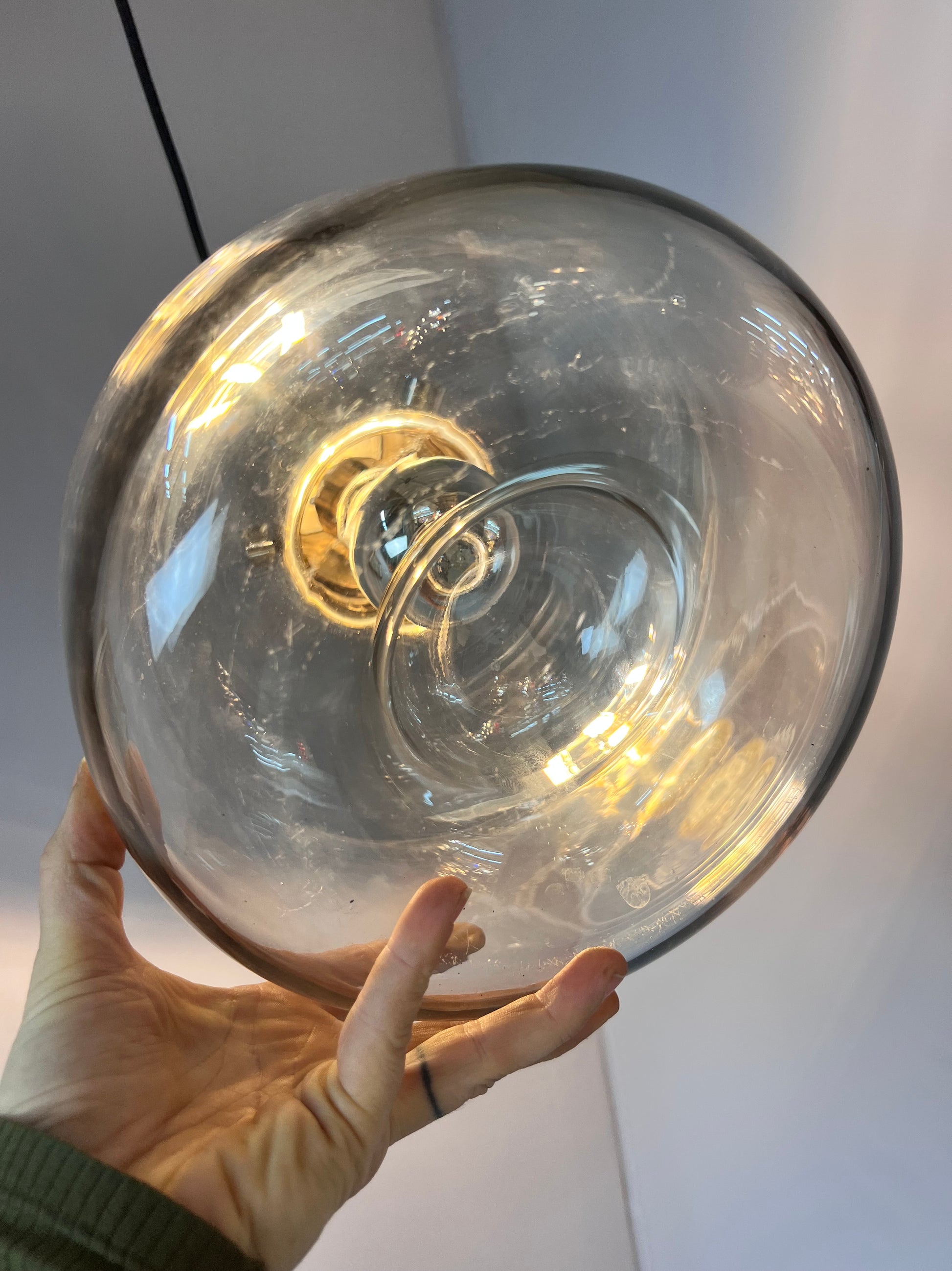 Hänge- oder Deckenlampe Glas Chrom von Glashütte Limburg