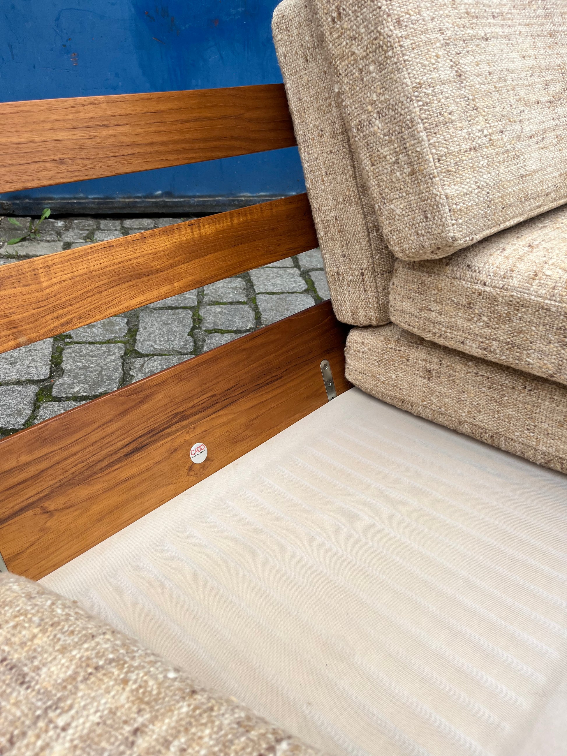 3-Sitzer Sofa Senator beige Wolle Teak von Ole Wanscher für Cado