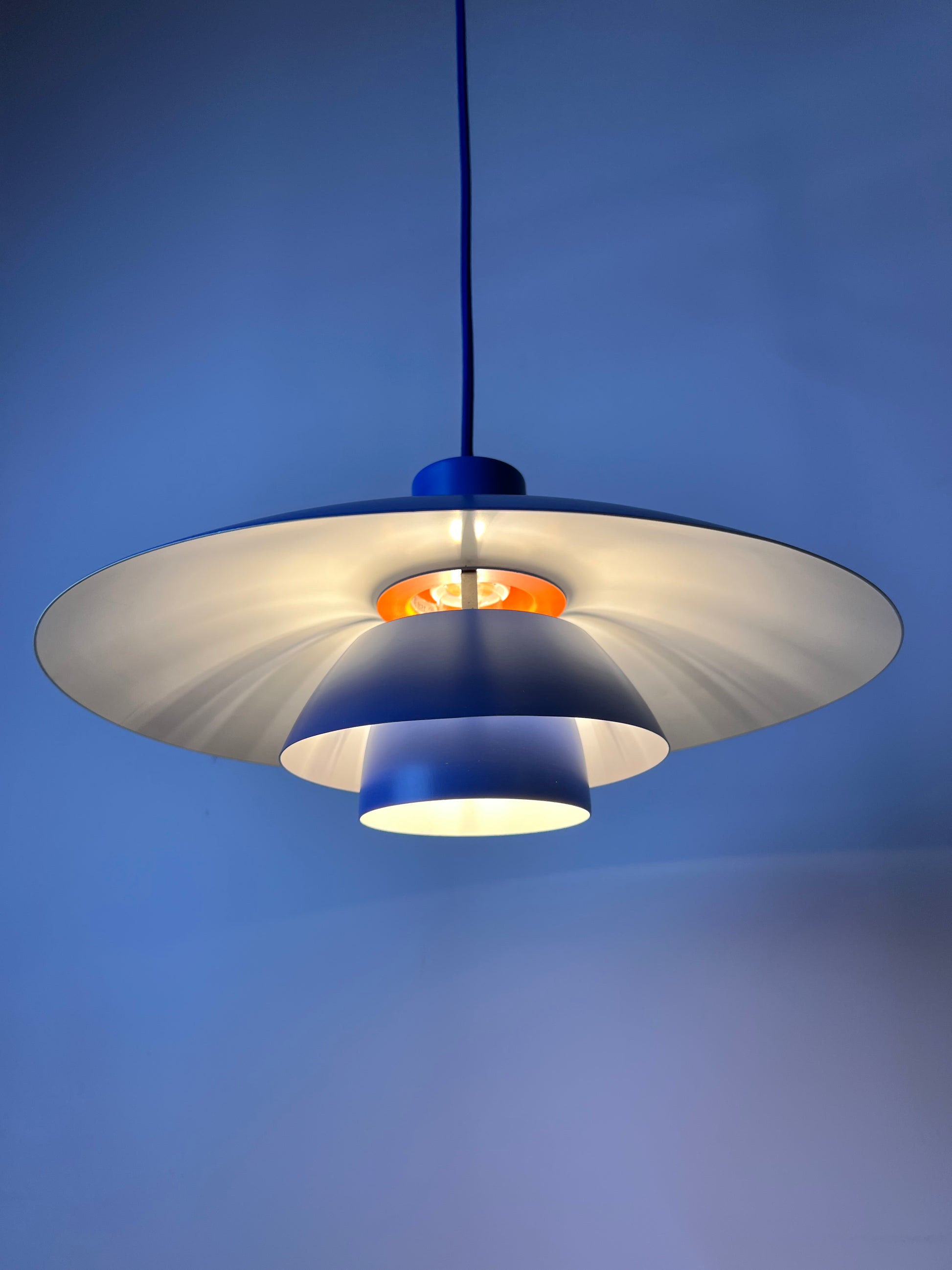 Lamellenlampe PH4 blau von Poul Henningsen für Louis Poulsen