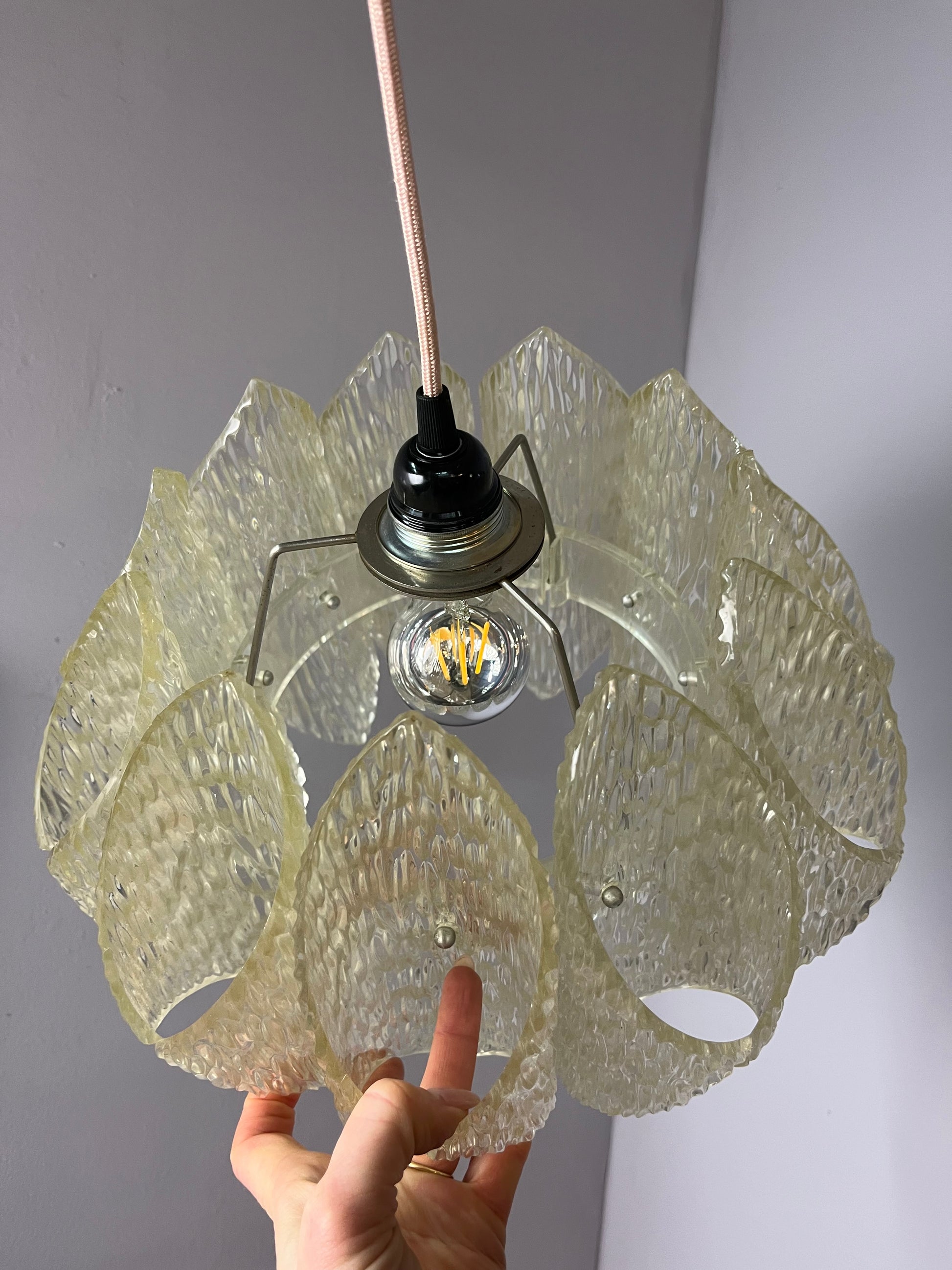 Hängelampe Lucite Eisglas von Marbach Leuchten