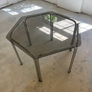 Hexagon Esstisch Rauchglas Chrom