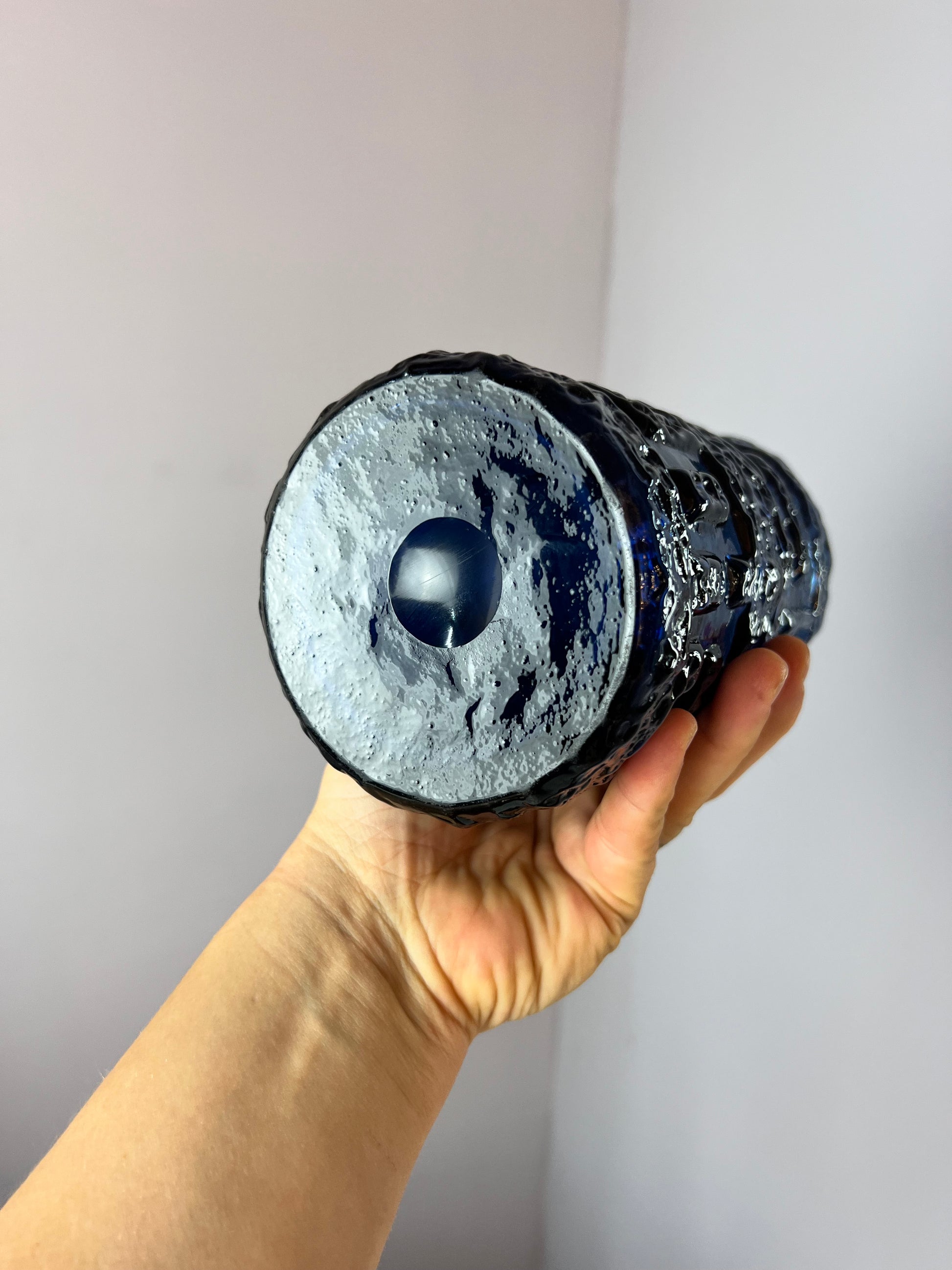 Vase blau Glas von Göte Augutsson für Ruda Glasbruk